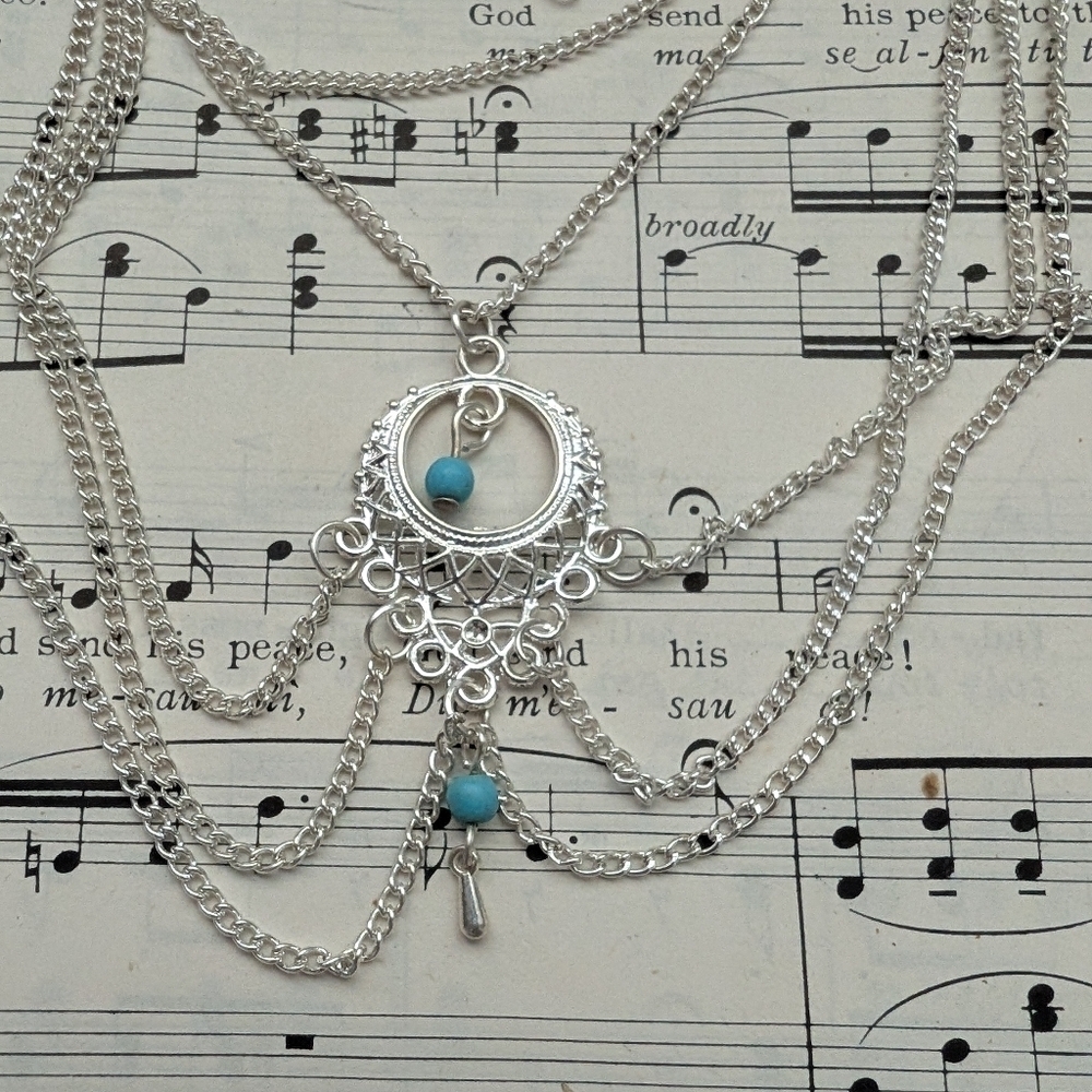Elegant Silver and Turquoise Layered Ankle Bracelet